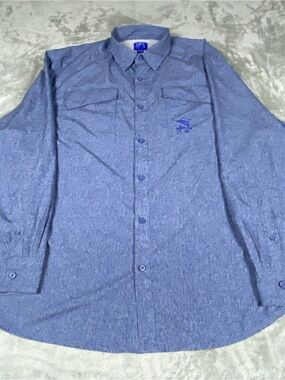 Guy Harvey Men’s XXL Blue Fishing Shirt Long Sleeve Vented Mesh Marlin Button Up